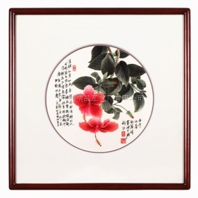 广绣《扶桑花》（花系列）68x68cm